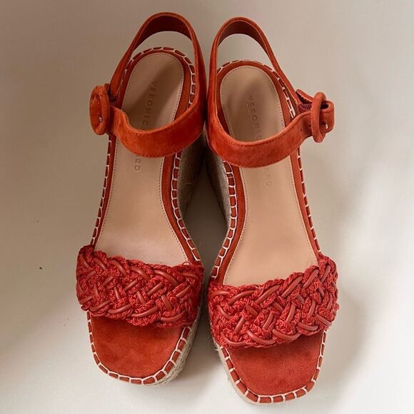 Veronica Beard Reema Espadrille Platform Wedge Sandal Red US 8 NEW MSRP $330 - Picture 3 of 9